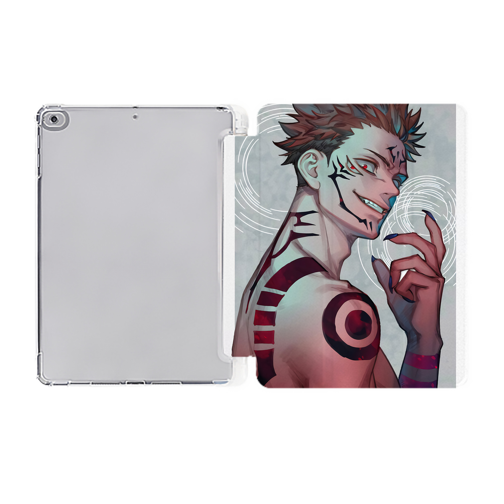 （画像用） 呪術廻戦 Jujutsu Kaisen IPad ケース ペン収納付き 三つ折りスタンド PUレザー×シリコン 対応機種9.5/10.5/10.9インチ